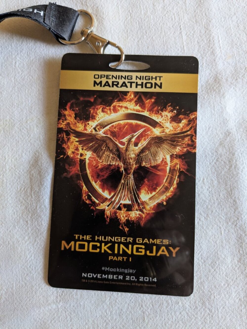 Theatrical Promotional Lanyard and Badge Hunger Games 2014